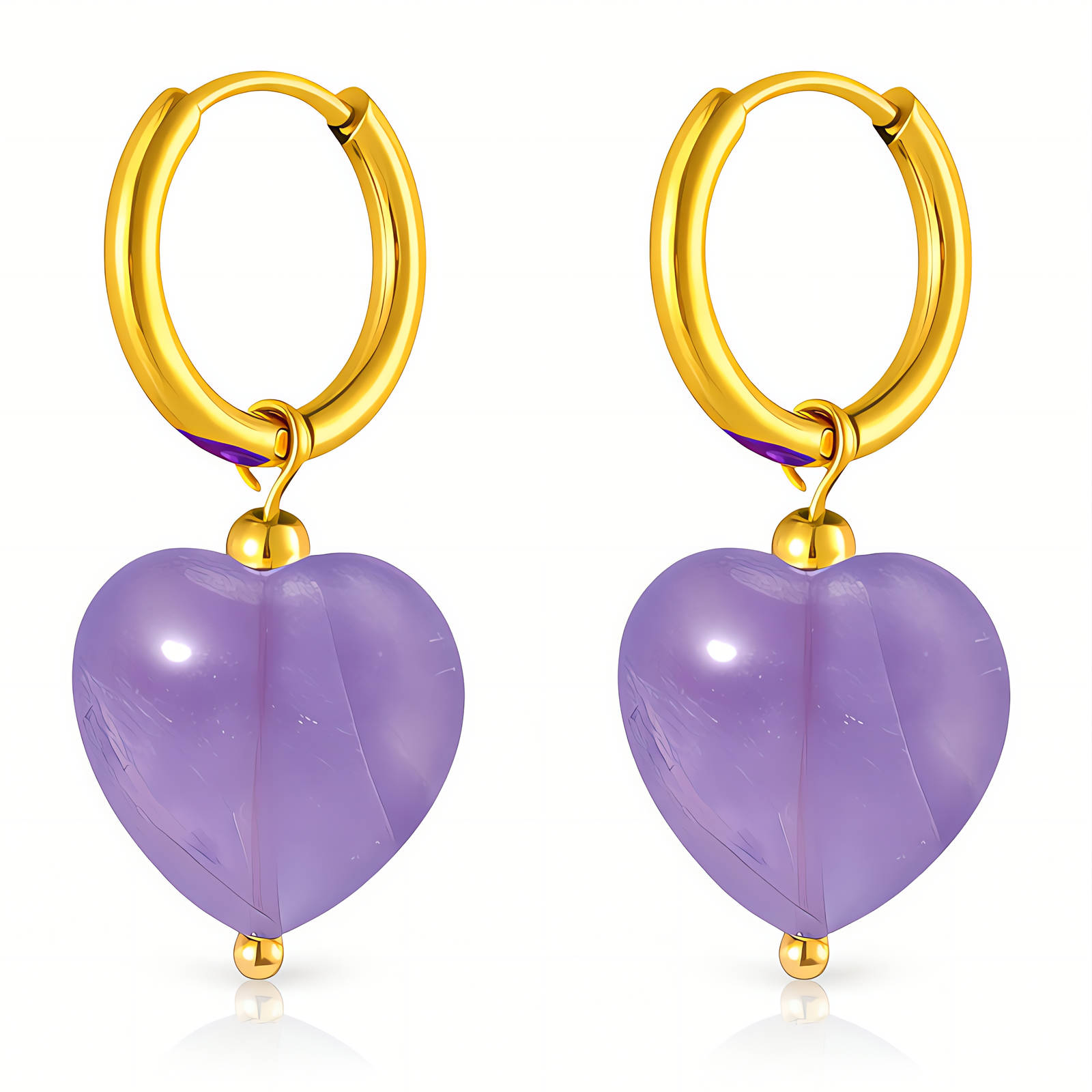 "Hearts" Earrings, 18K Gold Plated Steel