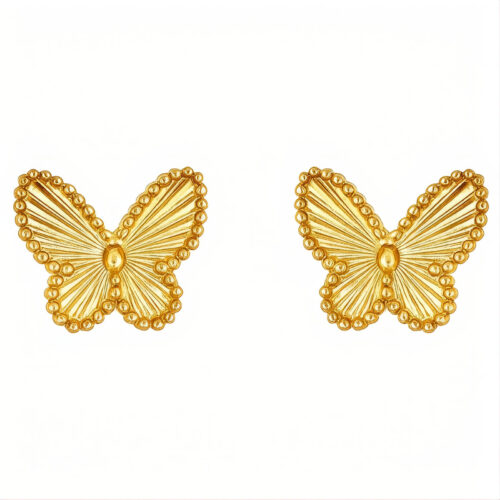 "Butterflies" Earrings, 18K Gold Plated Steel
