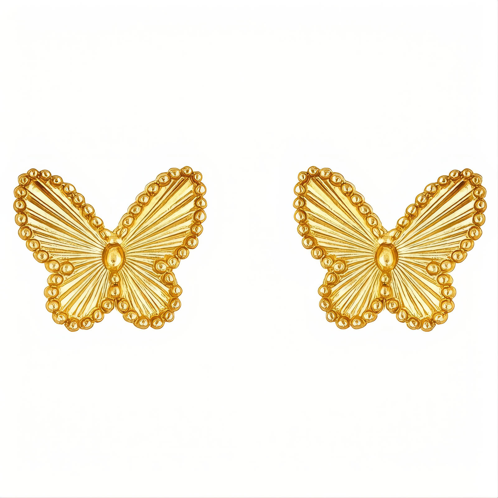 "Butterflies" Earrings, 18K Gold Plated Steel