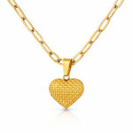 "Heart" Necklace, 18K Gold Plated Steel