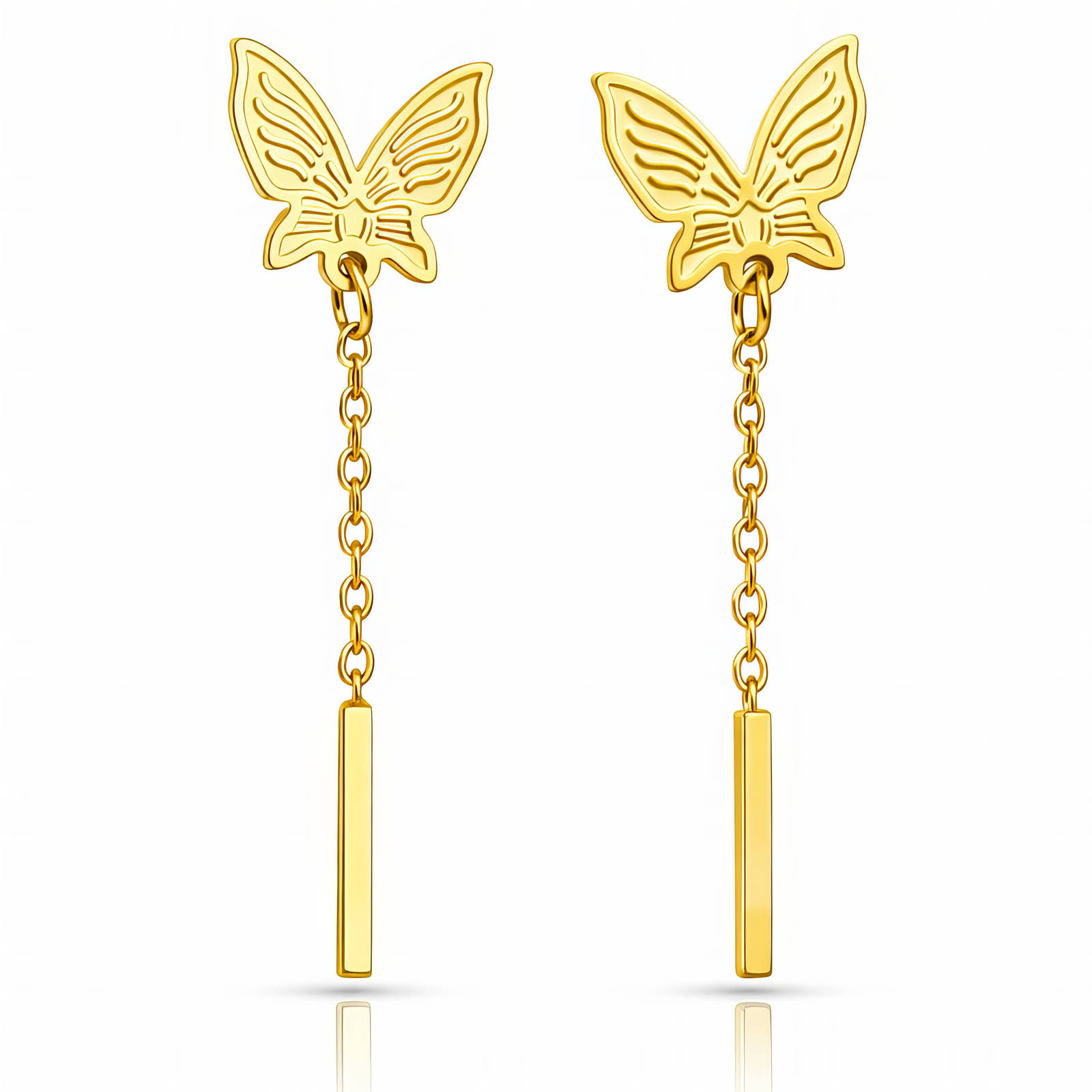 "Butterflies" Earrings, 18K Gold Plated Steel