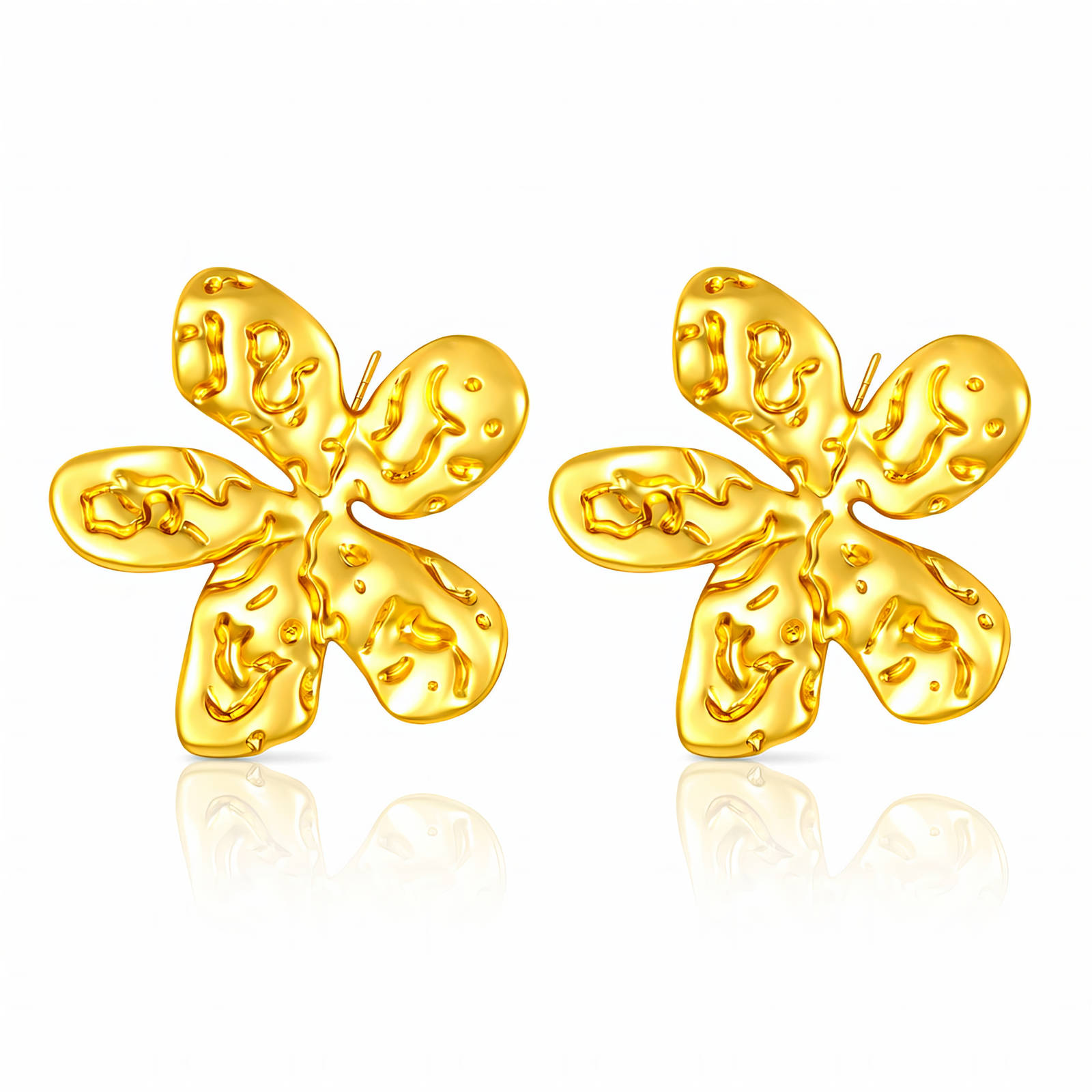 "Flowers" Earrings, 18K Gold Plated Steel
