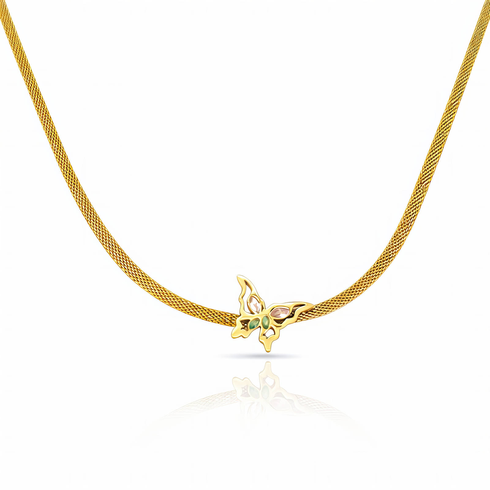 "Butterfly" Necklace, 18K Gold Plated Steel