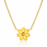 "Flower" Necklace, 18K Gold Plated Steel
