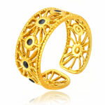 "Sun" Ring, 18K Gold Plated Steel