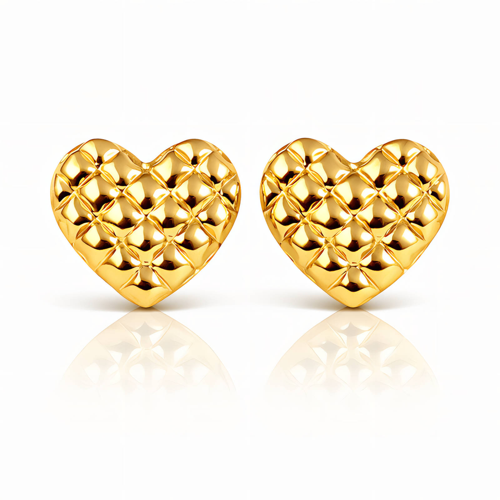 "Hearts" Earrings, 18K Gold Plated Steel
