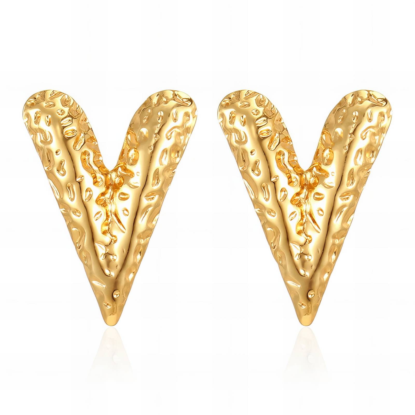 "Hearts" Earrings, 18K Gold Plated Steel