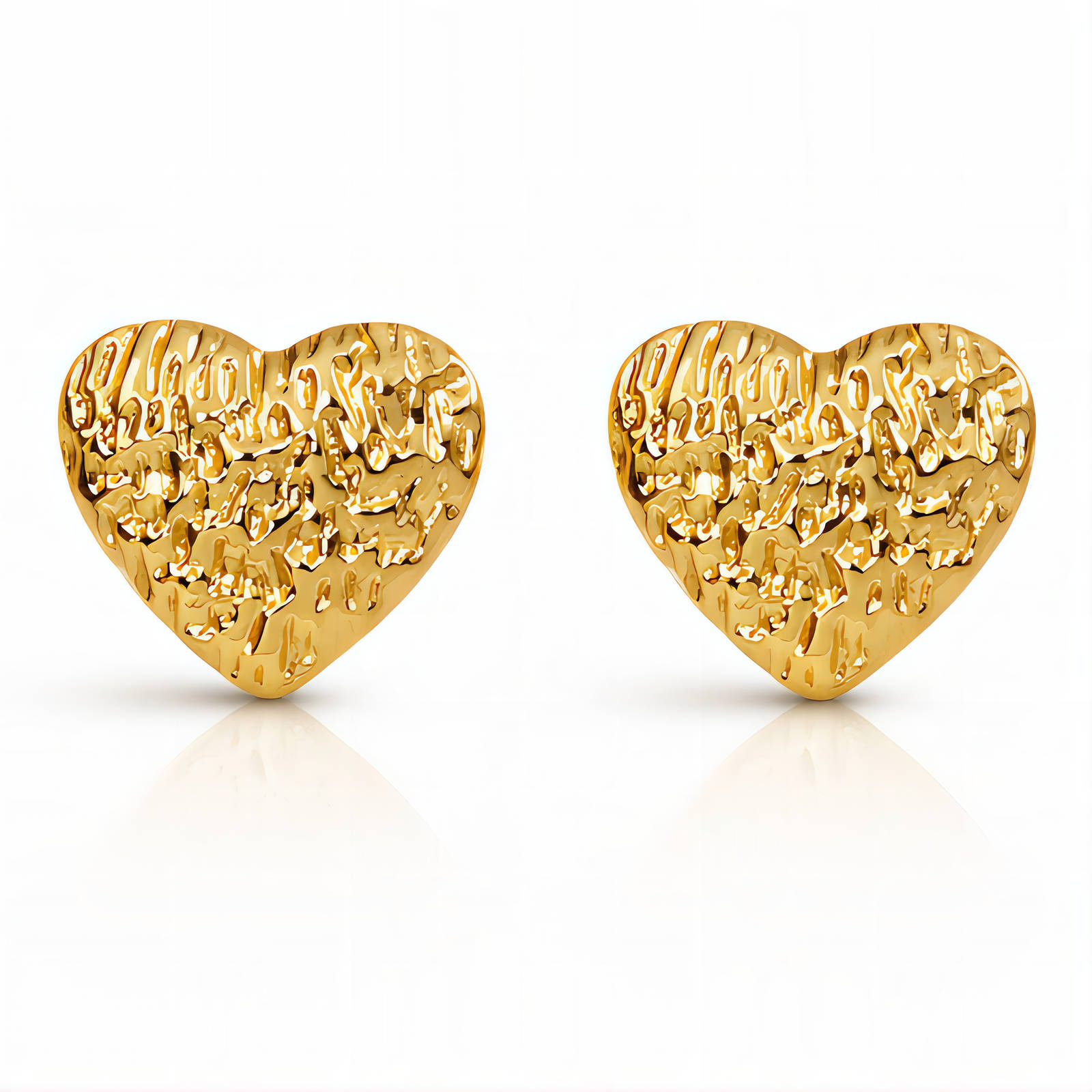 "Hearts" Earrings, 18K Gold Plated Steel