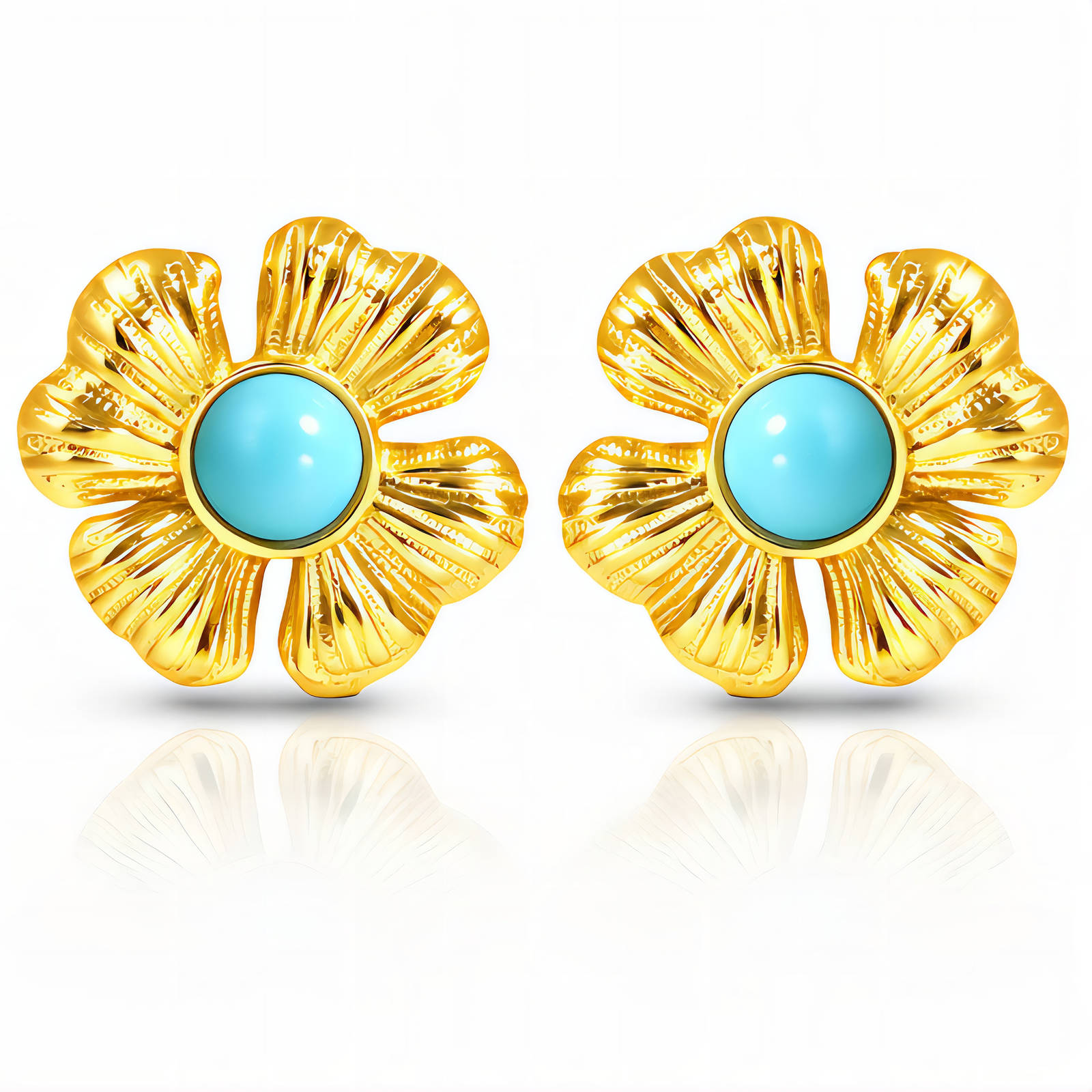 "Flowers" Earrings, 18K Gold Plated Steel