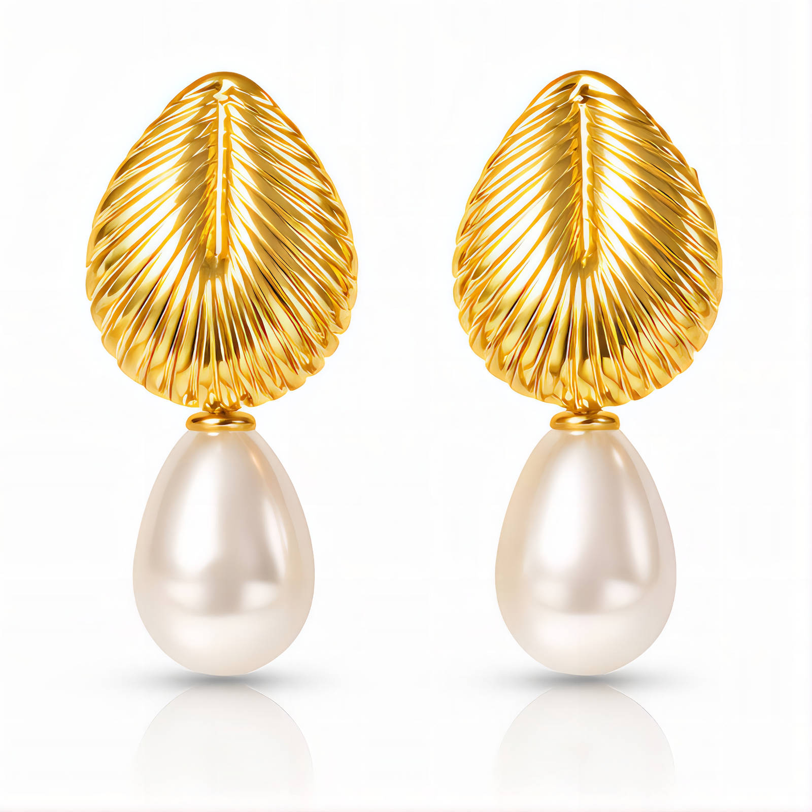 "Leafs" Earrings, 18K Gold Plated Steel