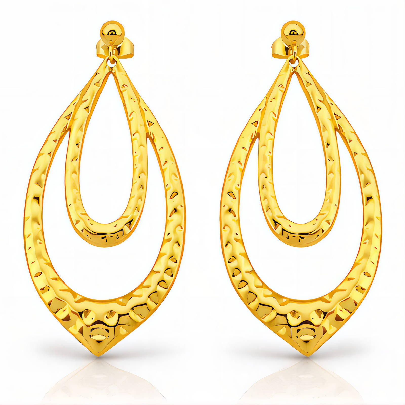 Earrings, 18K Gold Plated Steel