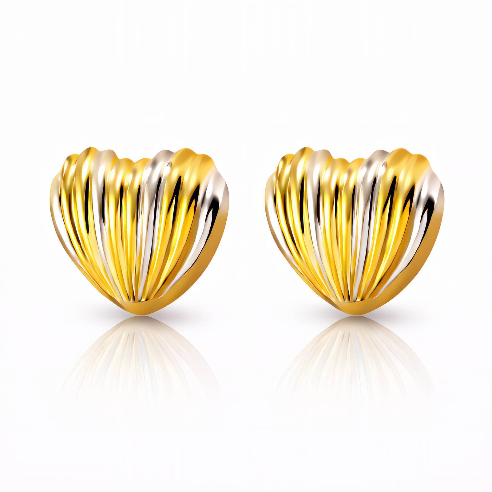 "Hearts" Earrings, 18K Gold Plated Steel