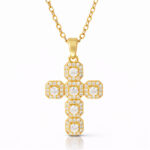"Cross" Necklace, 18K Gold Plated Steel