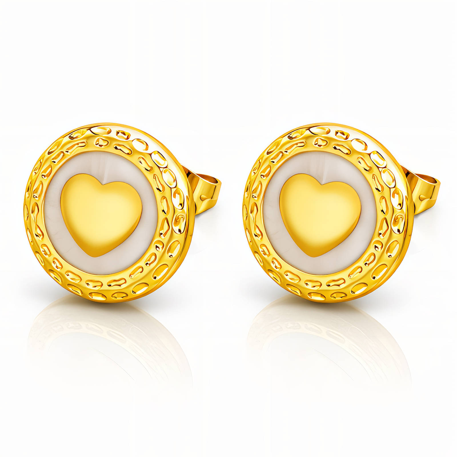 "Hearts" Earrings, 18K Gold Plated Steel