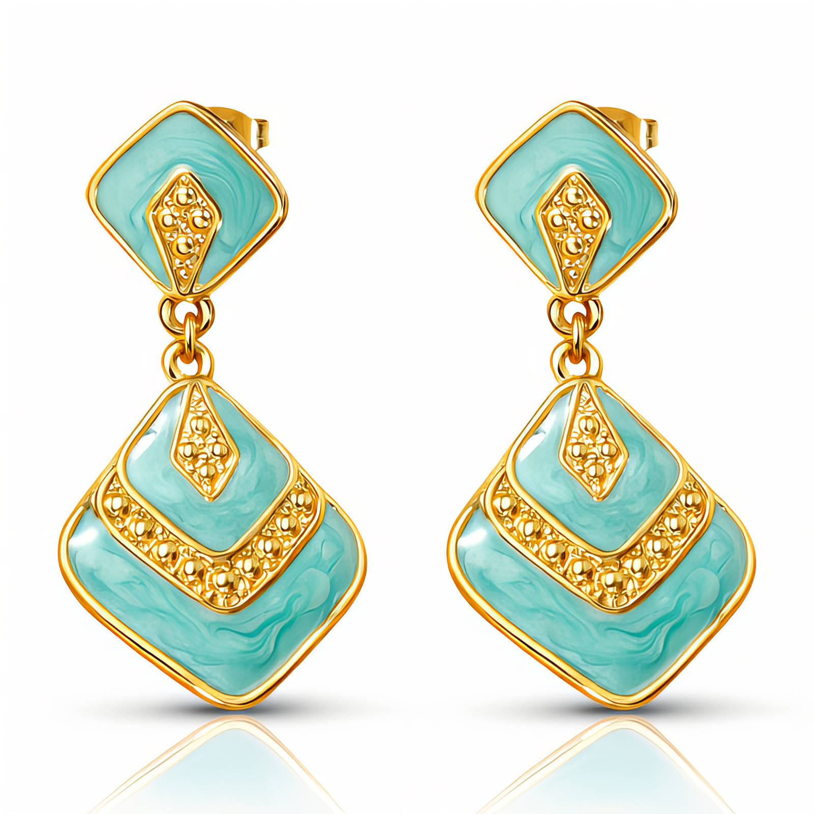 Earrings, 18K Gold Plated Steel