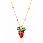 "Strawberry" Necklace, 18K Gold Plated Steel