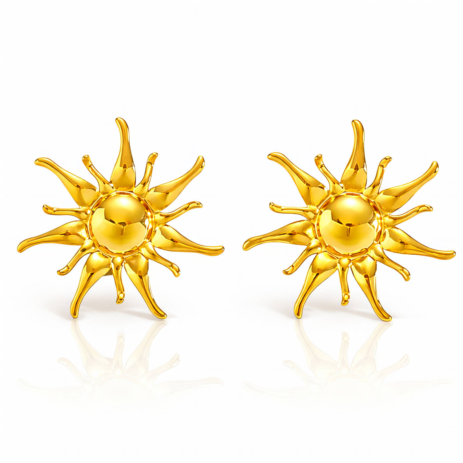 "Suns" Earrings, 18K Gold Plated Steel