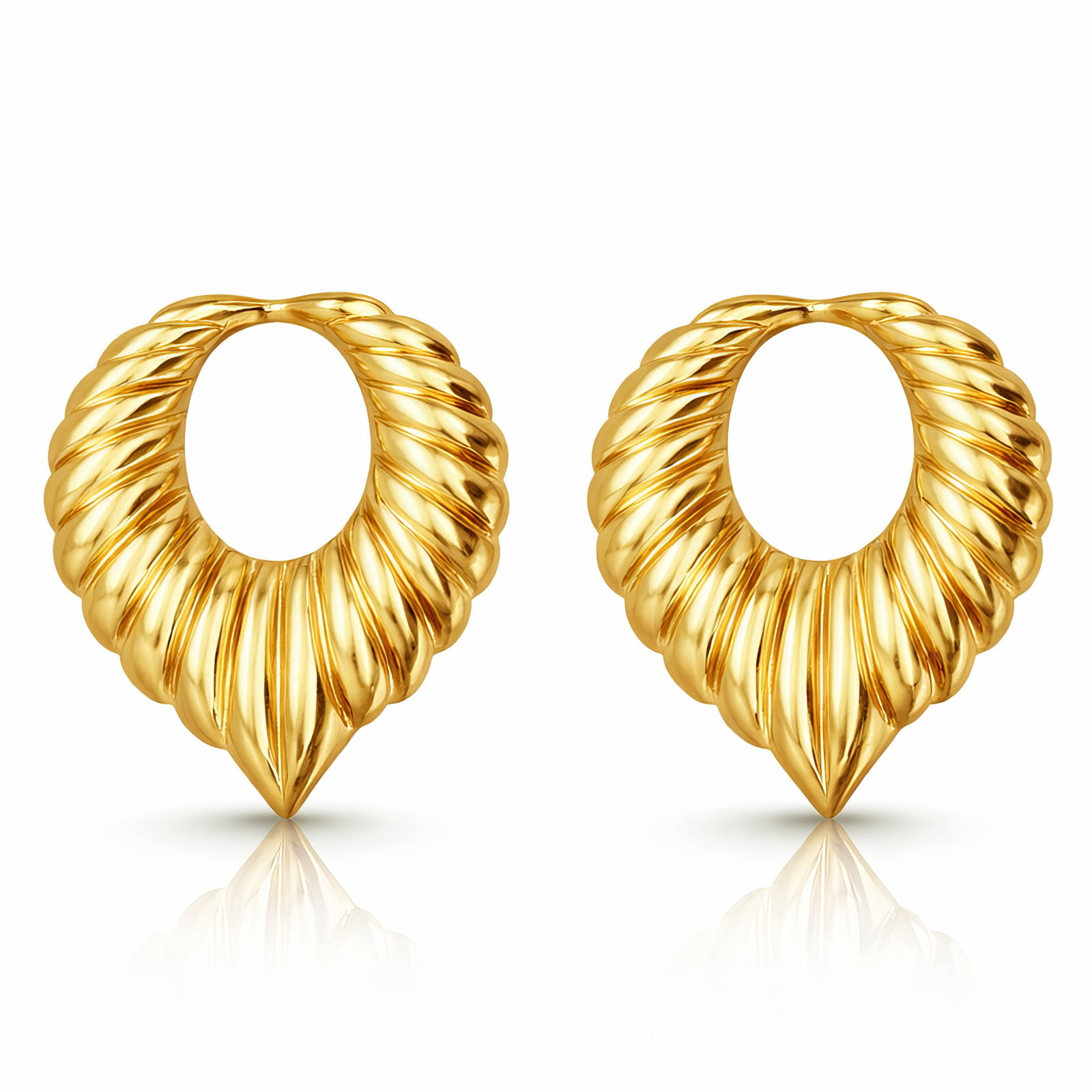 "Leafs" Earrings, 18K Gold Plated Steel