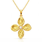 "Flower" Necklace, 18K Gold Plated Steel