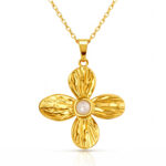 "Flower" Necklace, 18K Gold Plated Steel