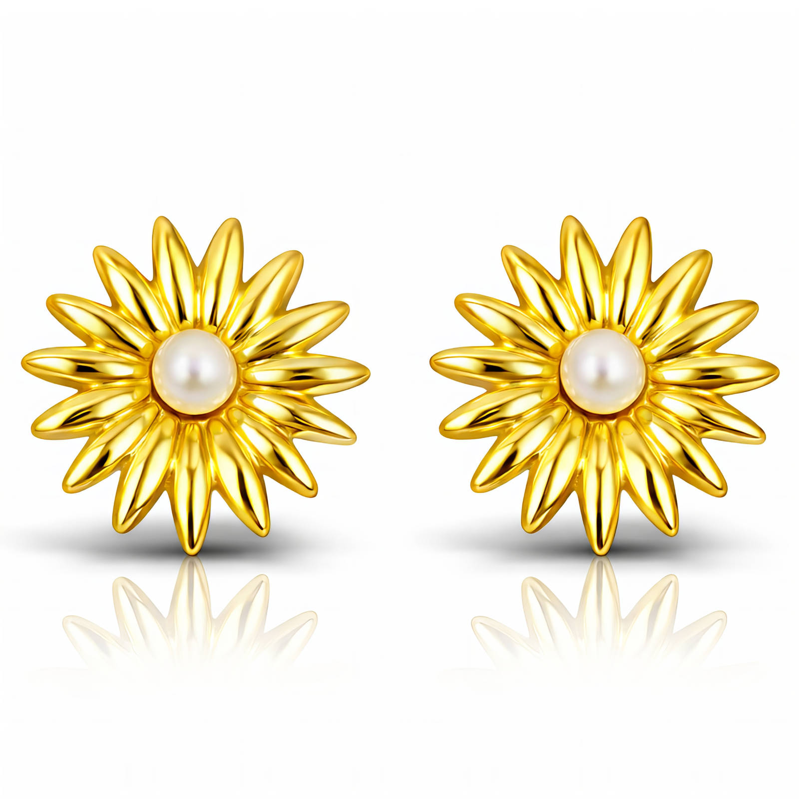 "Flowers" Earrings, 18K Gold Plated Steel