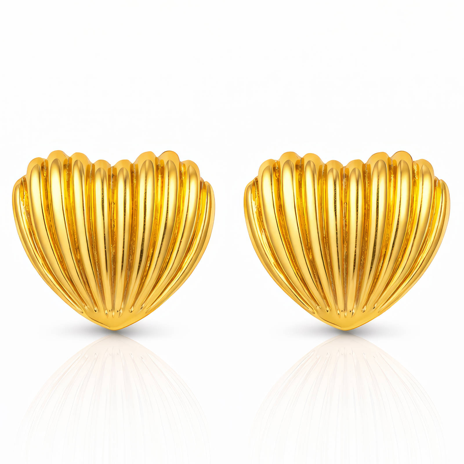 "Hearts" Earrings, 18K Gold Plated Steel