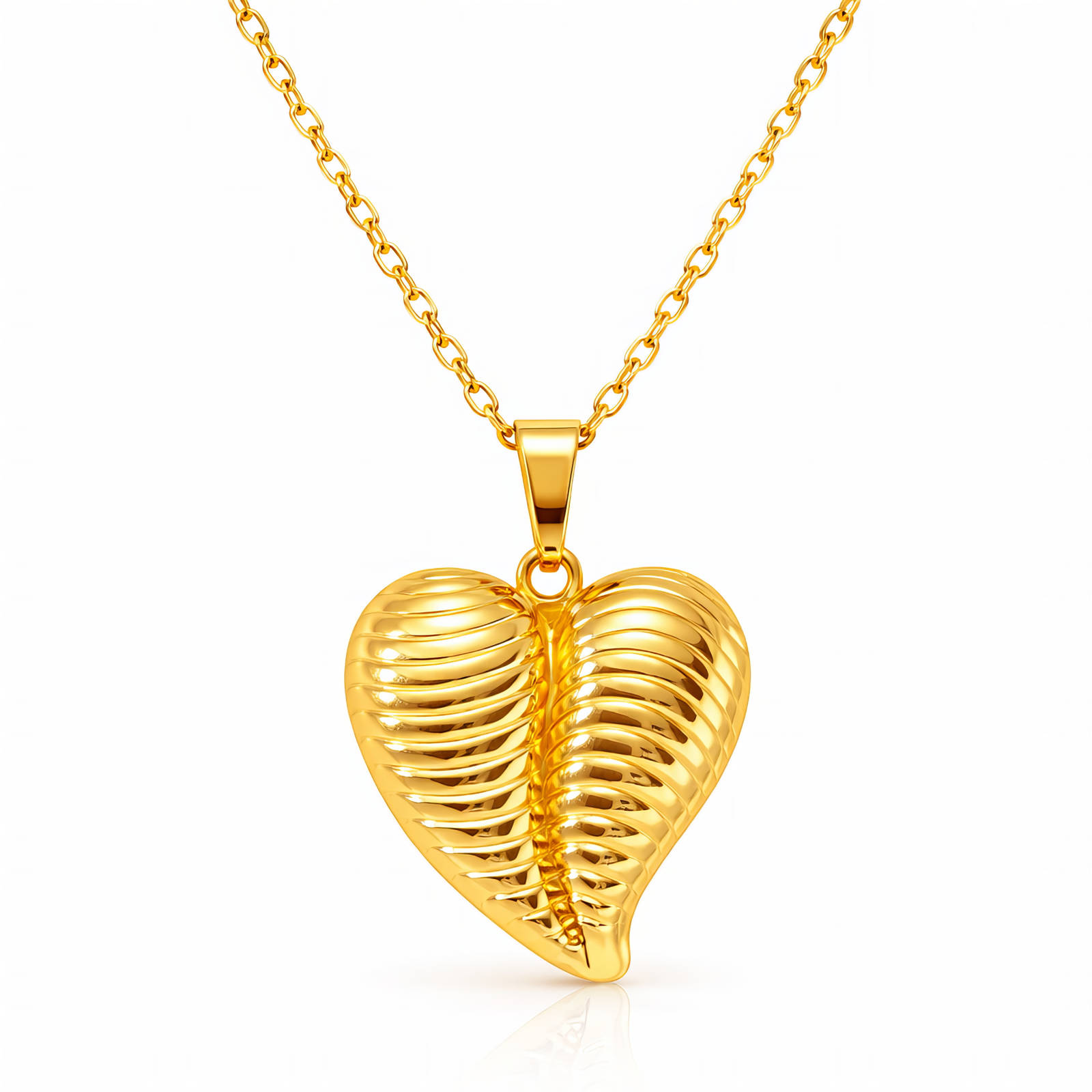 "Heart" Necklace, 18K Gold Plated Steel