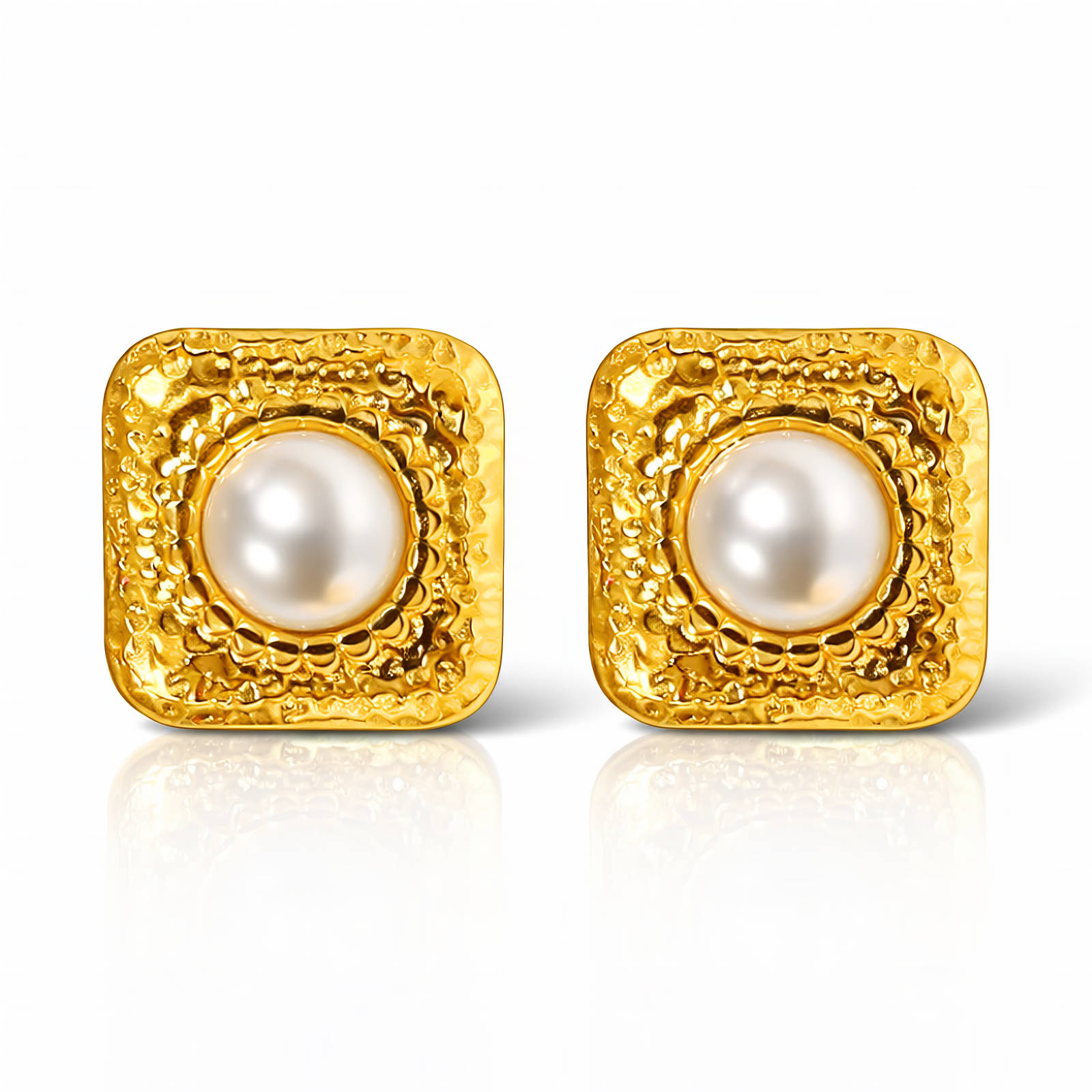 Earrings, 18K Gold Plated Steel