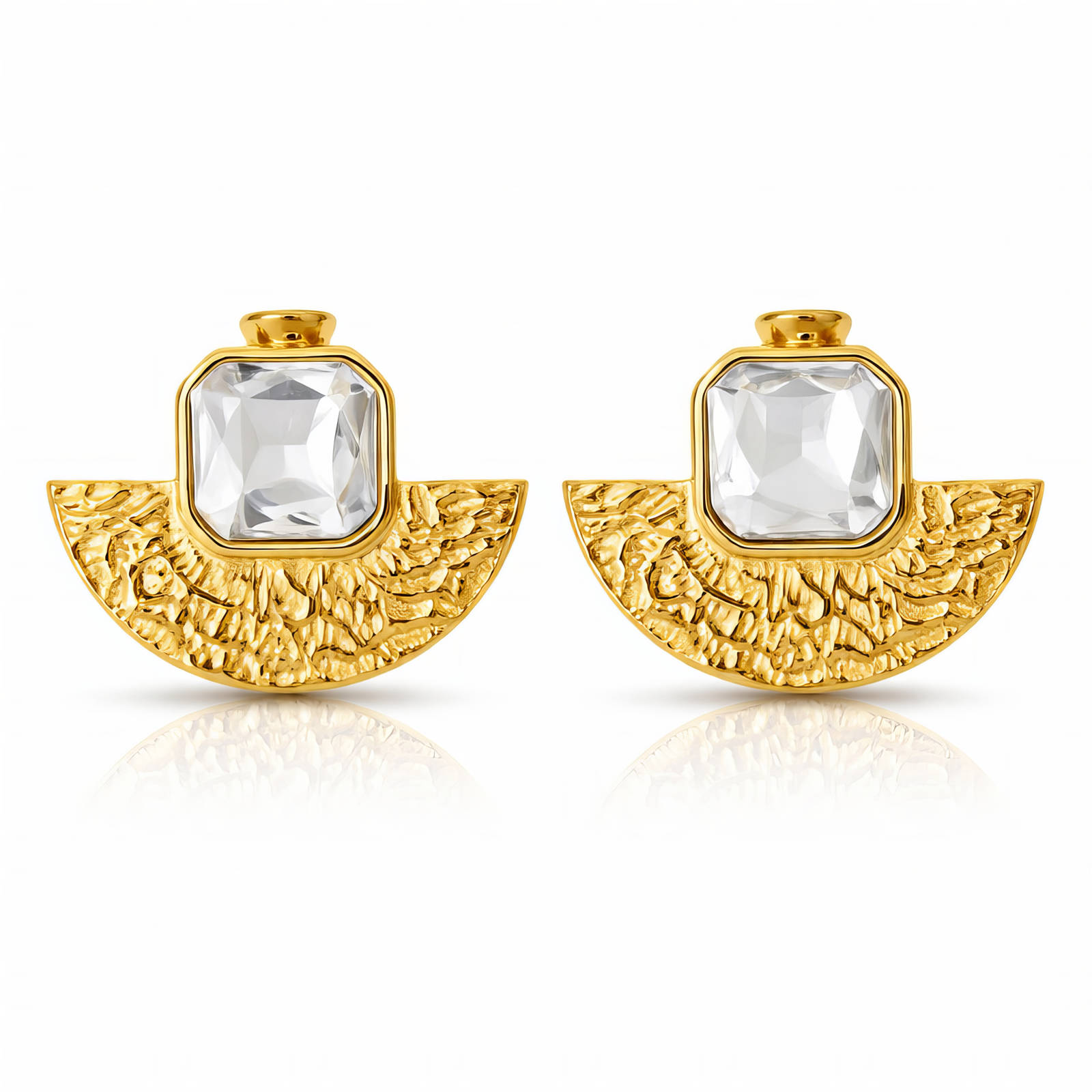 Earrings, 18K Gold Plated Steel