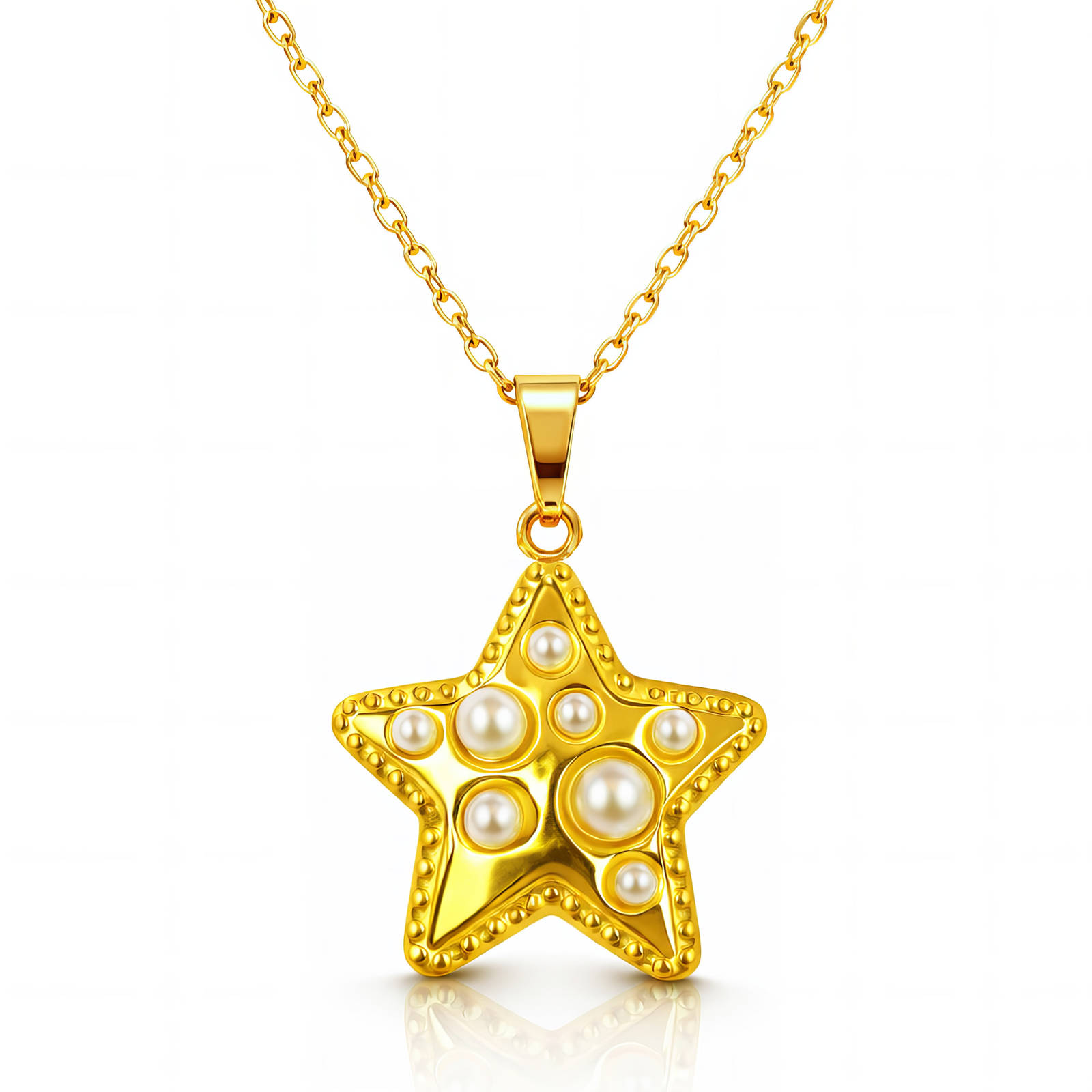 "Star" Necklace, 18K Gold Plated Steel