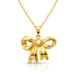 "Bow" Necklace, 18K Gold Plated Steel
