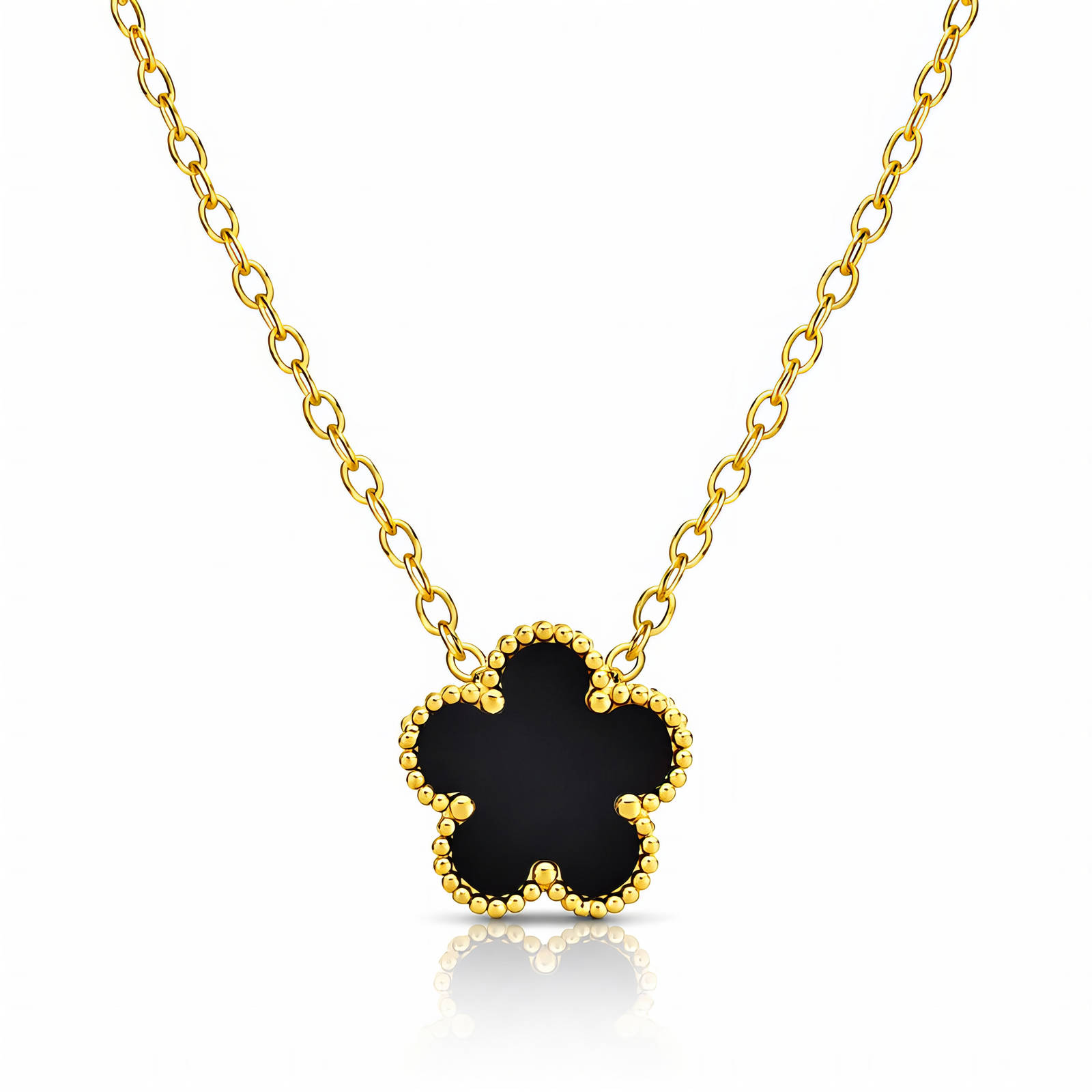"Flower" Necklace, 18K Gold Plated Steel
