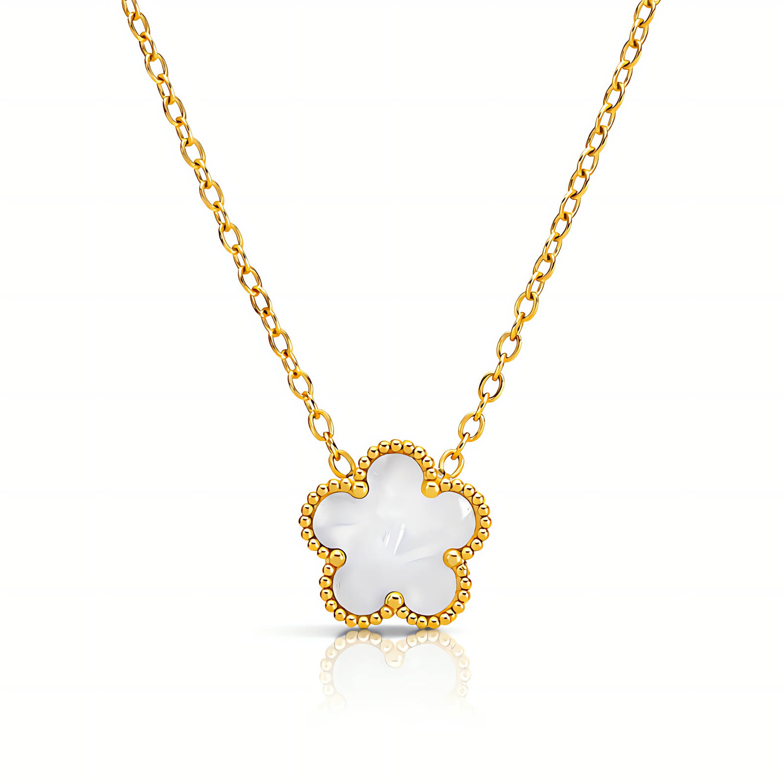 "Flower" Necklace, 18K Gold Plated Steel