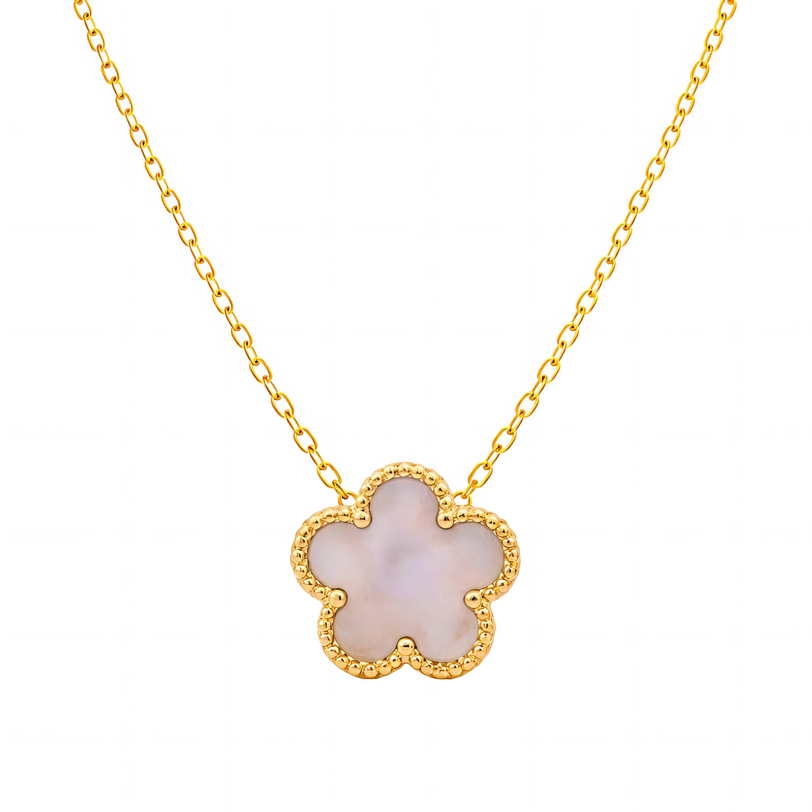 "Flower" Necklace, 18K Gold Plated Steel