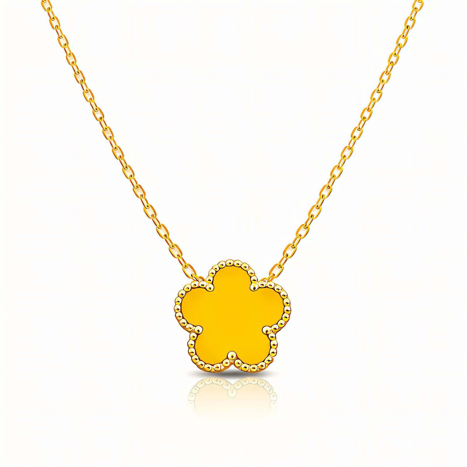 "Flower" Necklace, 18K Gold Plated Steel