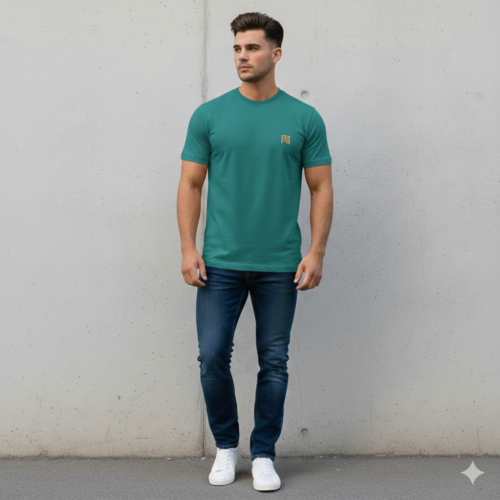 Royal Signature Series: Premium Vibrant Teal Crew Neck Tee